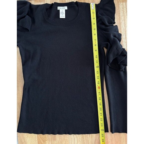 Max Studio Black Ruffled Pullover Sweater Cold Shoulder Long Sleeve Top - Picture 10 of 11